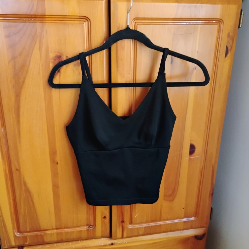 Black V-Neck Crop Top